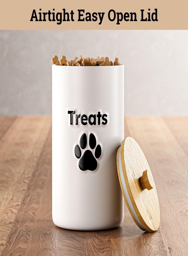 HB Design Co. Dog Treat Container Airtight - 5 Inch Wide x 9 Inch Tall Ceramic Dog Treat Jar for Kitchen Counter with Airtight Bamboo Lid - 7 Cup Capacity Pet Treat Container - Doggie Cookie Jar - Treats Canister - Image 4